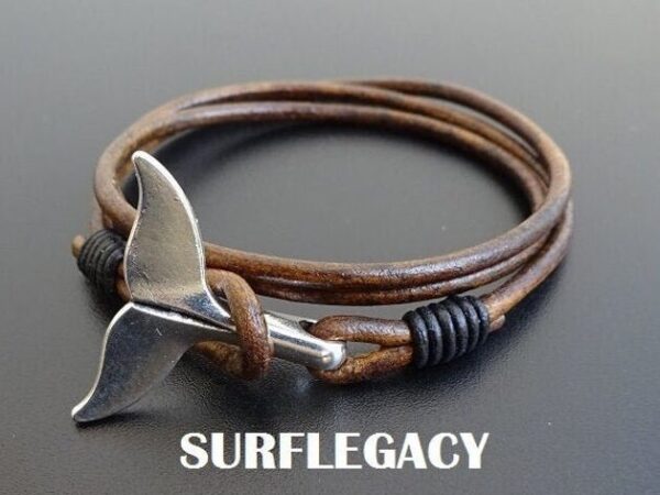 whale tail leather bracelet