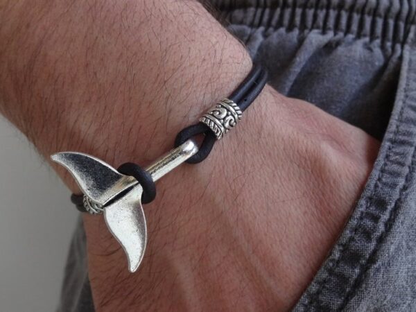 Whale Tail Leather Bracelet