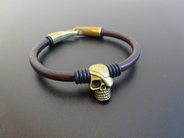 Pirate Skull Leather Bracelet