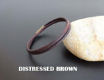 UNISEX LEATHER BRACELET DOUBLE WRAP BRONZE PUSH CLASP 3