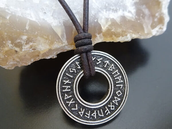 Viking Necklace with runes on leather