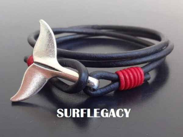 Whale Tail charm Leather Bracelet