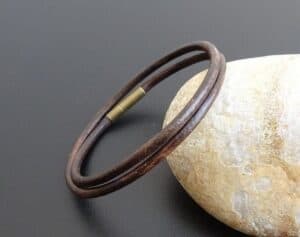 WRAP LEATHER BRACELET BRONZE PUSH CLASP COVER