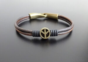 peace leather bracelet