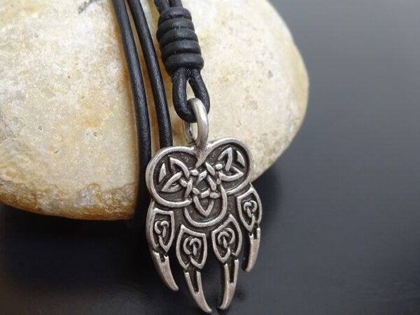 Bear Paw Viking Necklace on Leather
