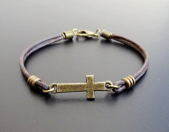 leather cross bracelet