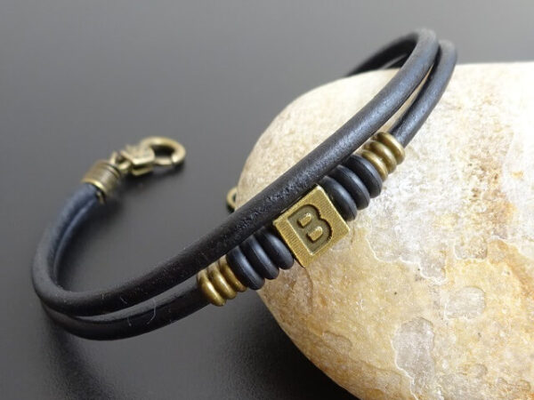 Initial leather bracelet