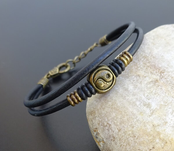 Bronze Yin Yang Leather Bracelet Bronze Yin Yang Leather Bracelet