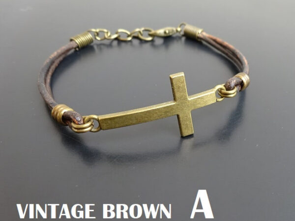 medium cross bronze leather bracelet vintage BROWN A WEBSITE ultima