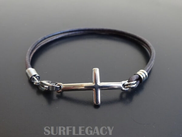 stainless steel cross bracelet clasp on side vintage gray 12 SURFLEGACY