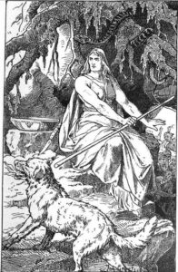 Hel with garm viking symbols