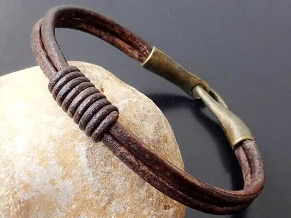 Handmade Mens leather bracelet