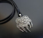 BEAR PAW NECKLACE ON LEATHER CORD 1A