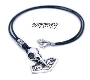 Mjolnir Raven Skull Necklace