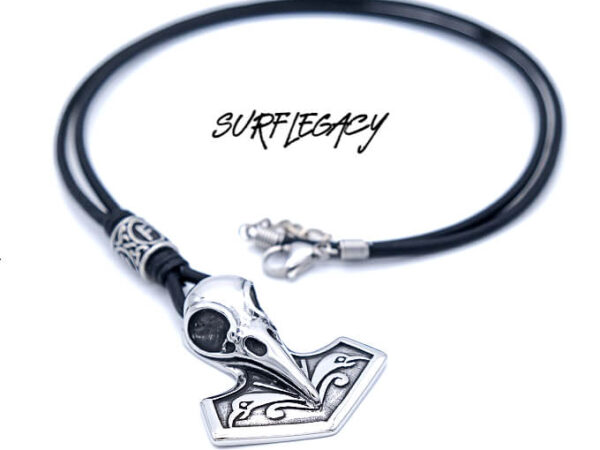 Mjolnir Raven Skull Necklace
