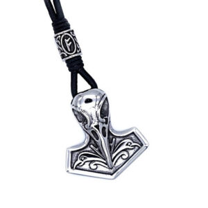 Mjolnir Raven Skull Necklace