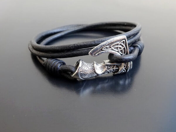 silver Viking axe wrap bracelet