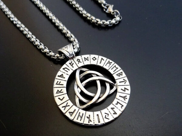 Triquetra Necklace with Viking Runes