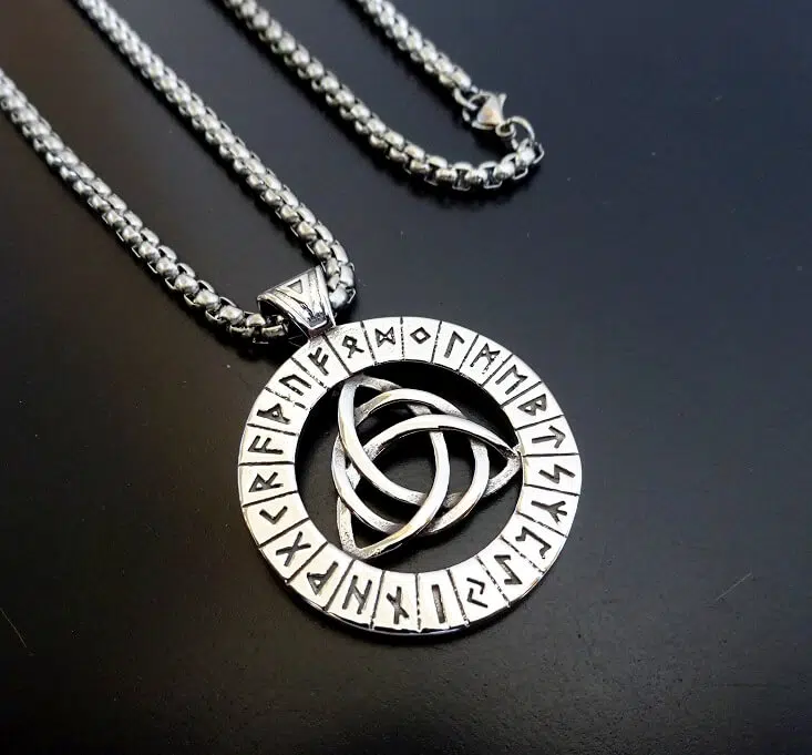 Triquetra Necklace with Viking Runes Triquetra Necklace with Viking Runes