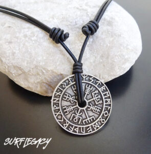 VEGVISIR NECKLACE ON SLIP KNOT PICTURED ON HAND