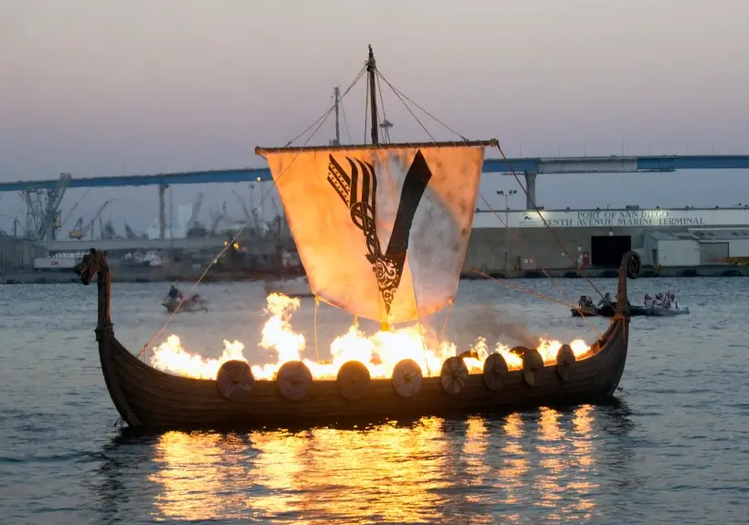 viking funeral longboat burning