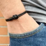 NORSE RUNE LEATHER BRACELET BACK SIDE ON WRIST