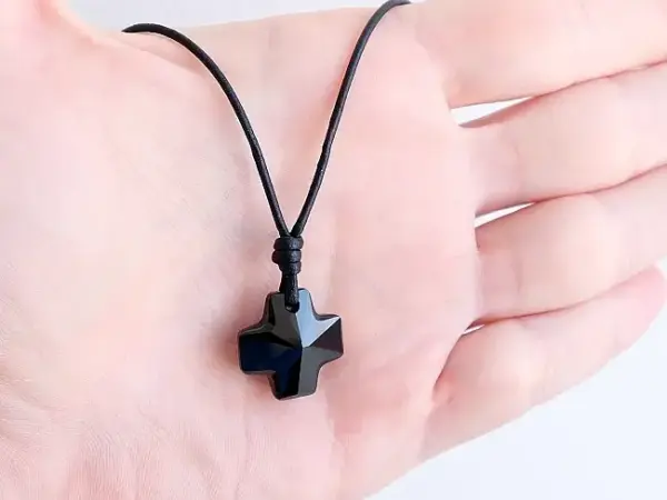 cross pendant black swarovski crystal