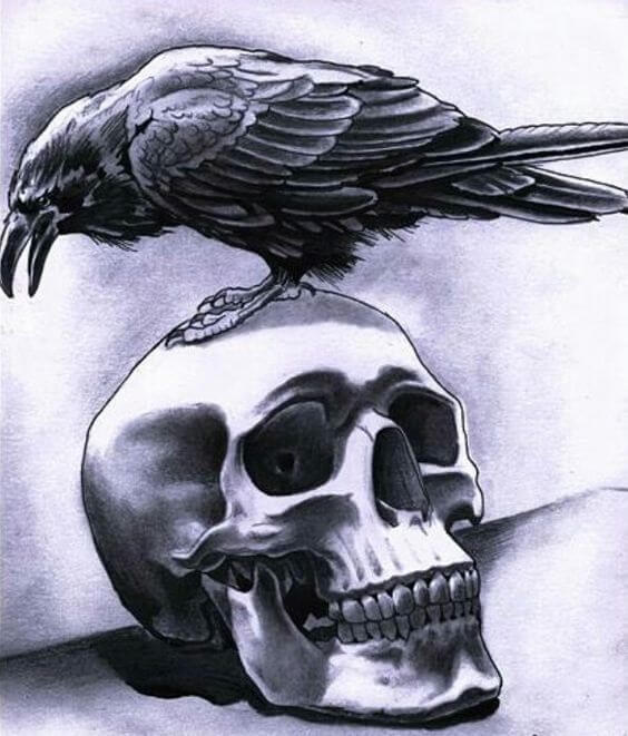 raven on a skull meaning