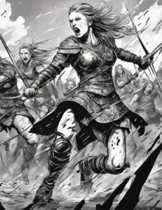 shield maidens fighting in battle